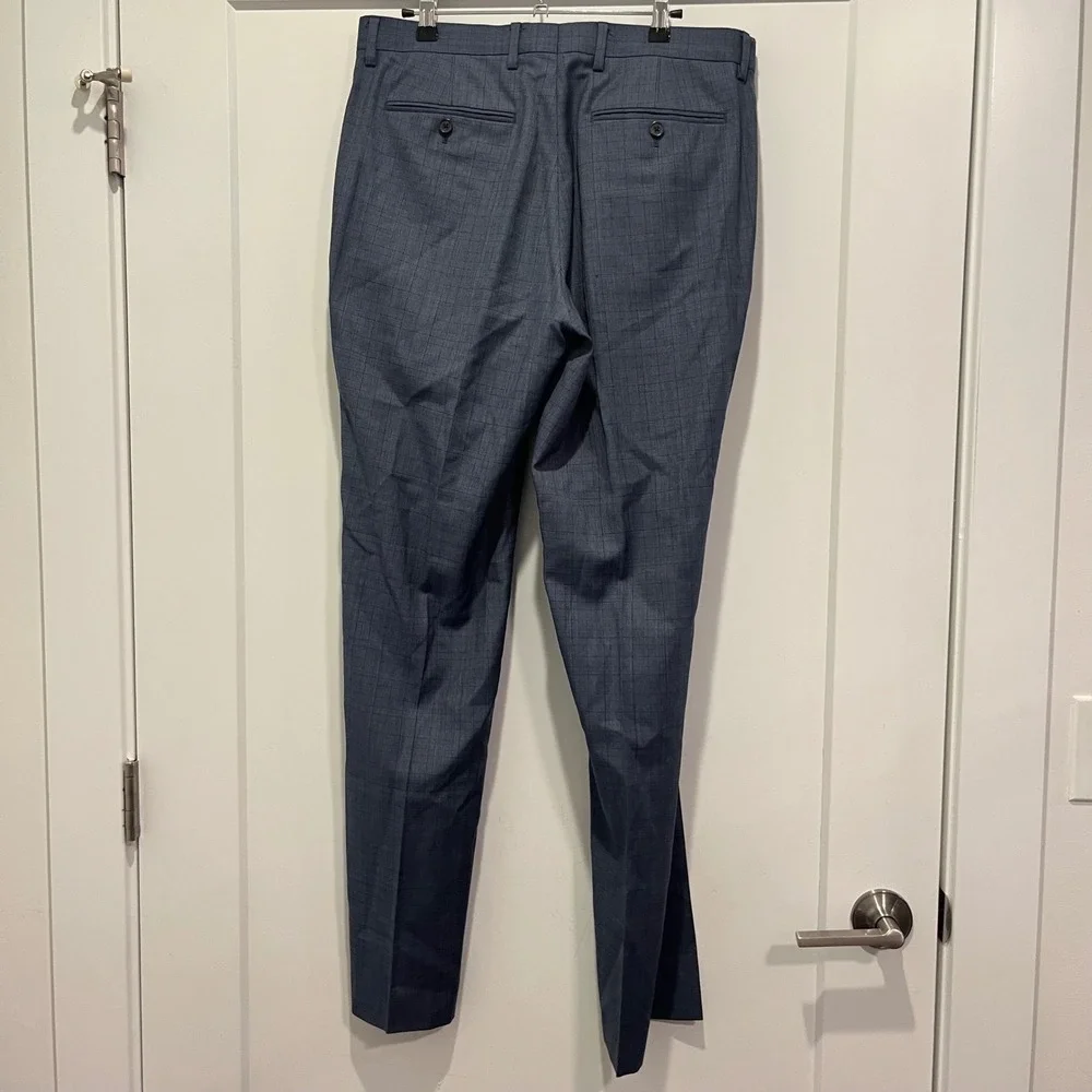 Banana Republic Standard Fit Guabello Wool Dress Pants Blue Glen Plaid 31x34